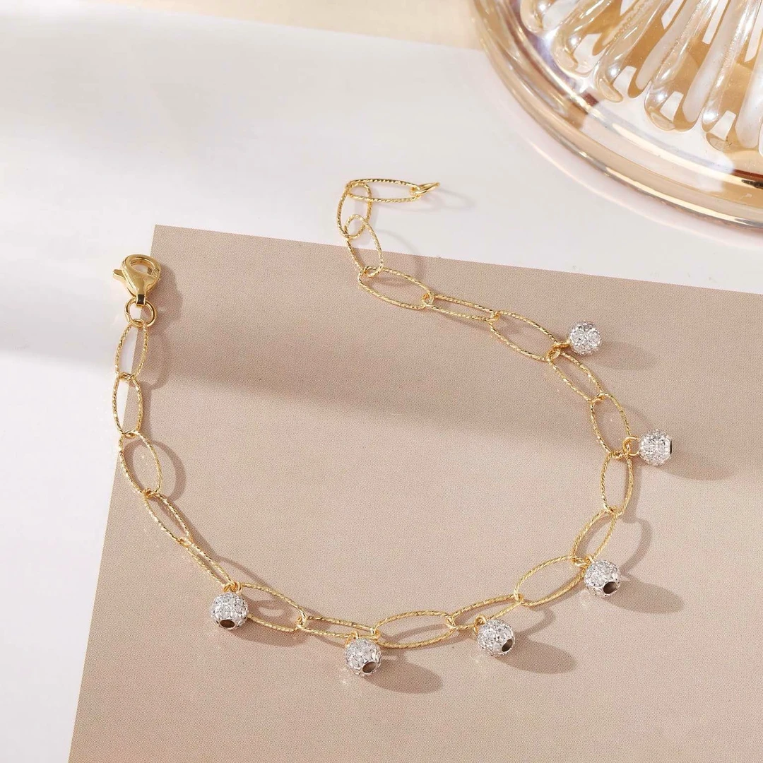 意大利进口18K金双色铃兰花手链/项链气质时尚百搭简约轻奢精致