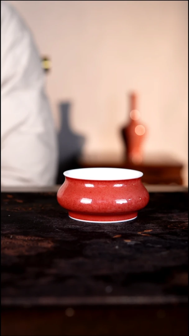杯子白泥豇豆红陶瓷