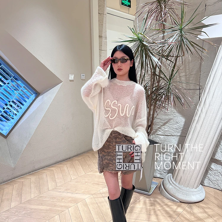 TURIGHT买手店25SS现货senseaweek设计师品牌 logo钩花针织衫