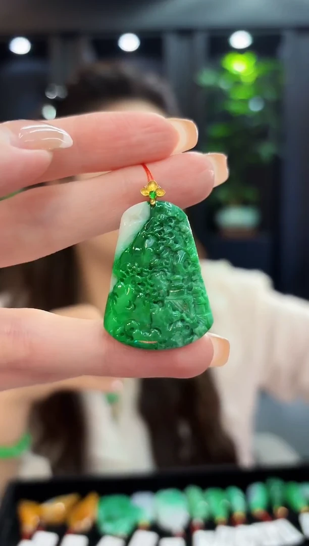 颈饰18K金镶嵌翡翠 缅料A货/支持复检/一件