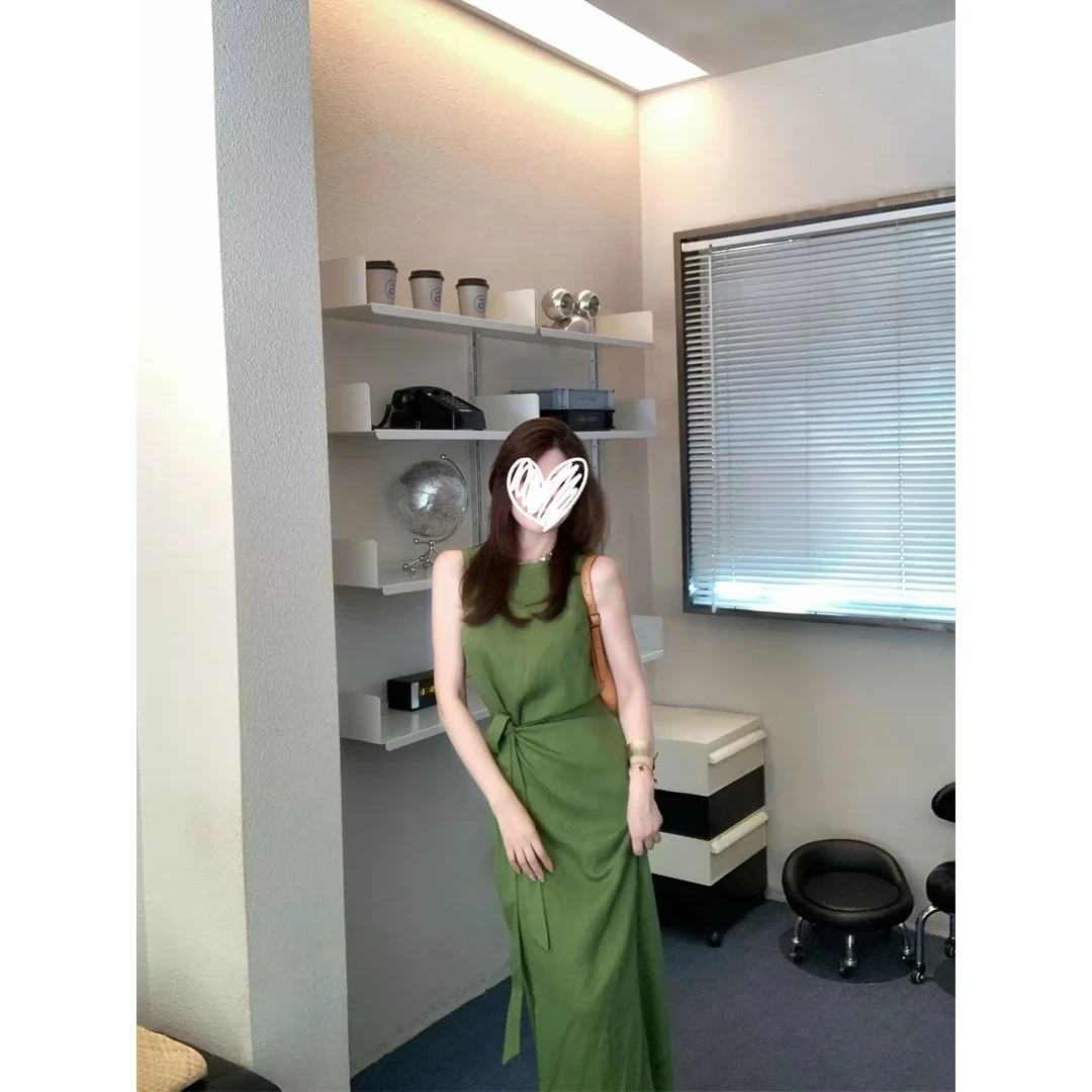 度假风绑带连衣裙女优雅气质显瘦背心长裙1503