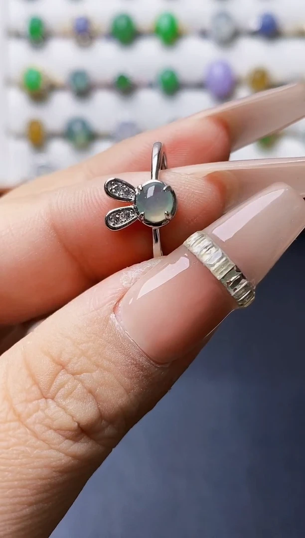 银S925镶嵌戒指翡翠3636