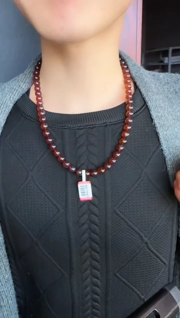 琥珀颈饰未镶嵌一**水#10缅甸琥珀紫罗兰妈妈链9mm