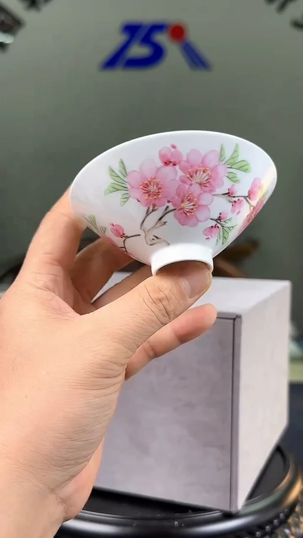 杯甄选-水点桃花斗笠杯