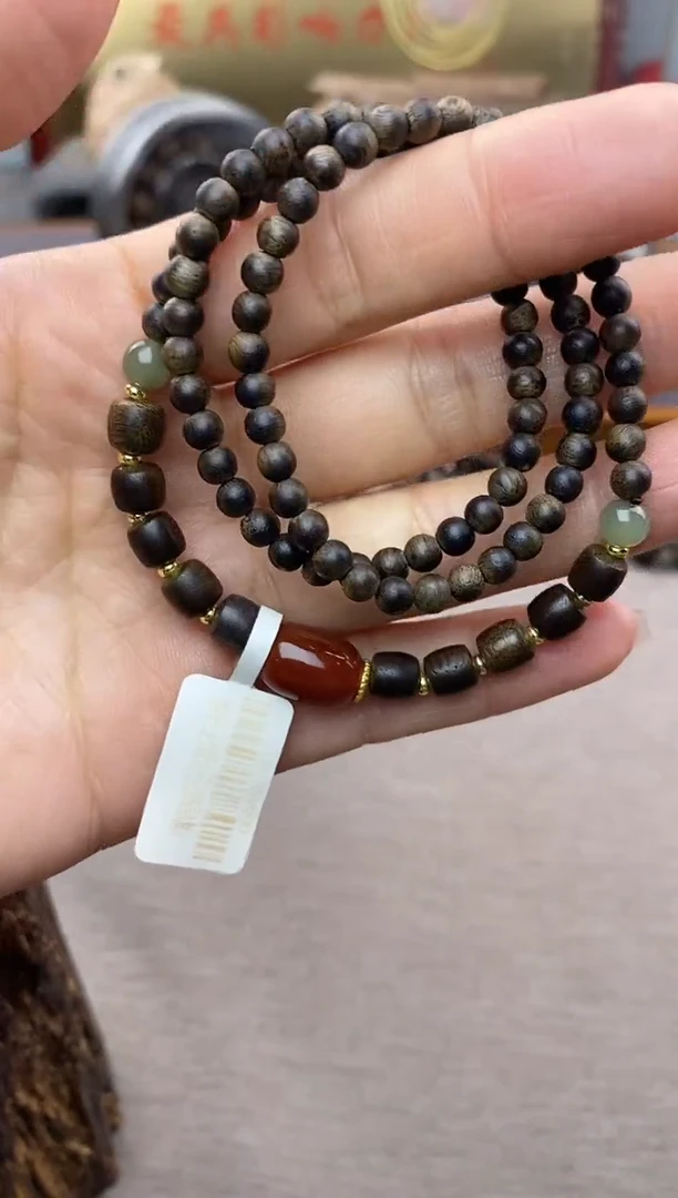 【闪购商品】沉香手串白棋04+紫棋06三圈设计