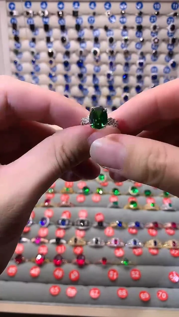 【闪购商品】透辉石戒指银S925镶嵌1111