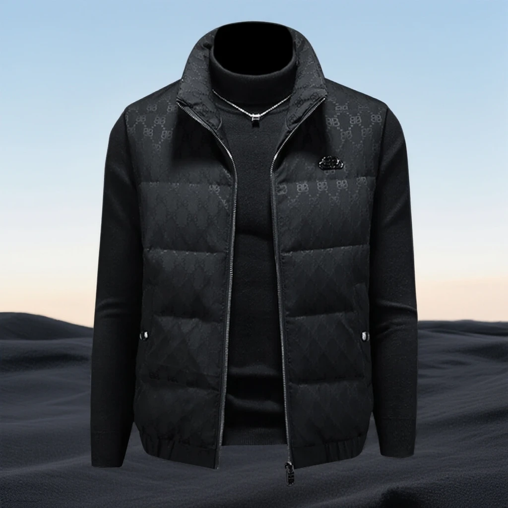 巴赛娜缇时尚白鸭绒羽绒马甲男休闲马夹多久新款修身背心外穿潮牌