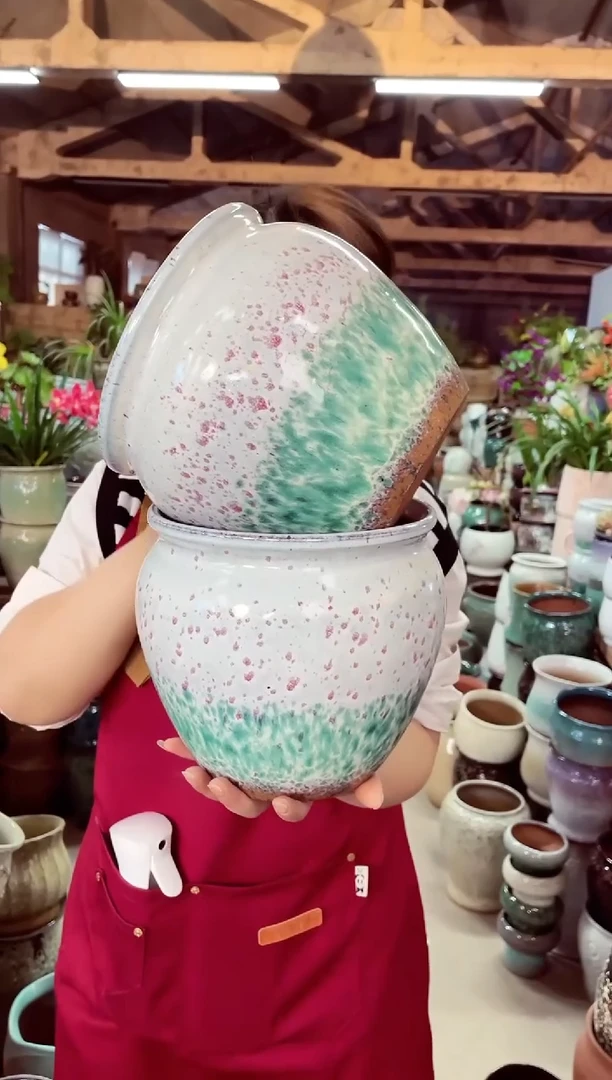 紫砂花盆高19口20