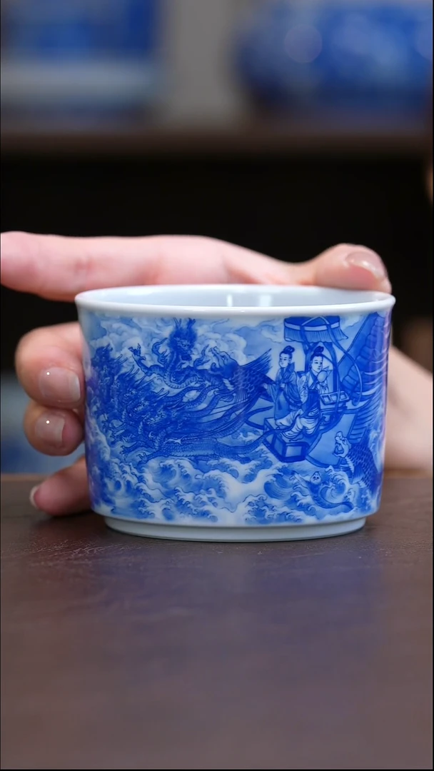 福利青山秋雨洛神图主人杯陶瓷