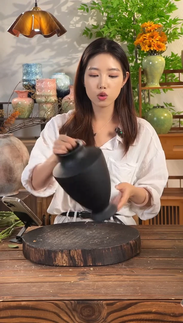 【雅黑奖杯小号】哑光黑奖杯高级无孔简约艺术插花陶瓷花瓶花盆