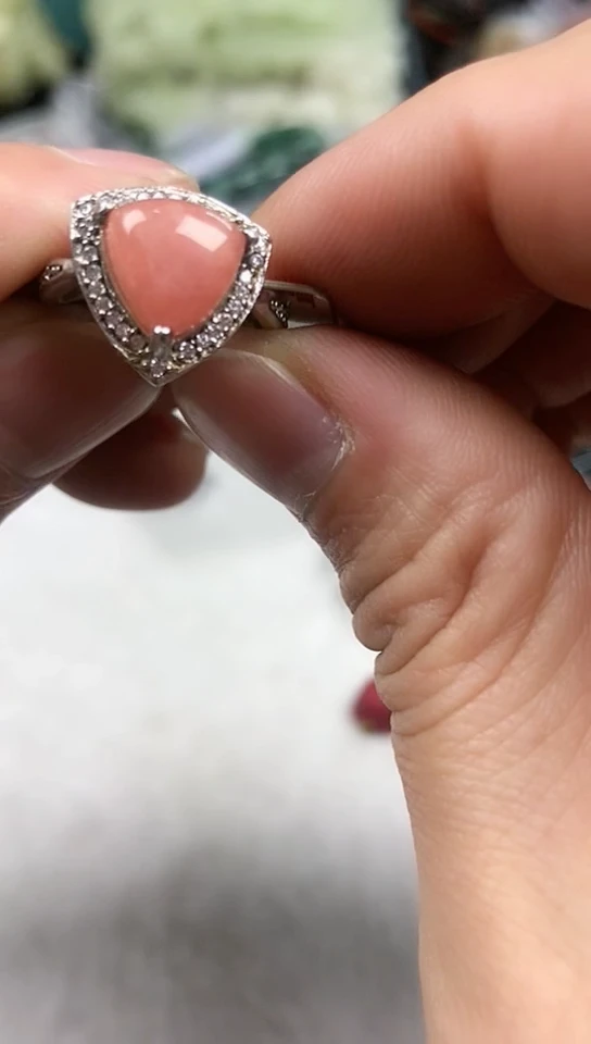 【闪购商品】菱锰矿（红纹石）戒指银S925镶嵌[16.4mm]]