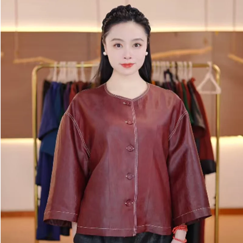 【桑脂】ZY100桑蚕丝红云纱老料上衣外套A-TY-24309
