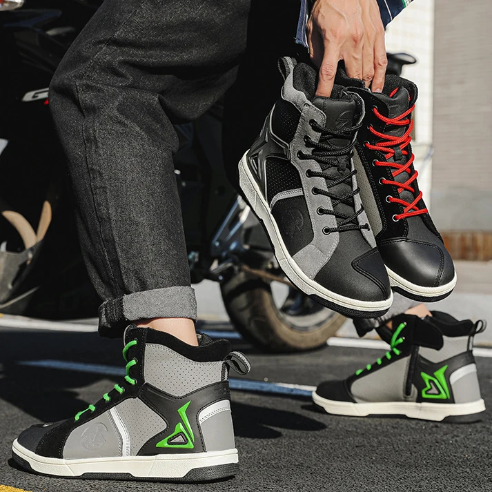 新款摩托车骑行鞋户外越野骑行靴透气装备防滑防撞公路骑行鞋机车