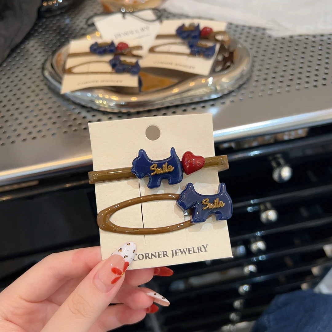 卡通小狗爱心发夹女韩系前额碎发刘海夹2025新款侧边夹高级感头饰