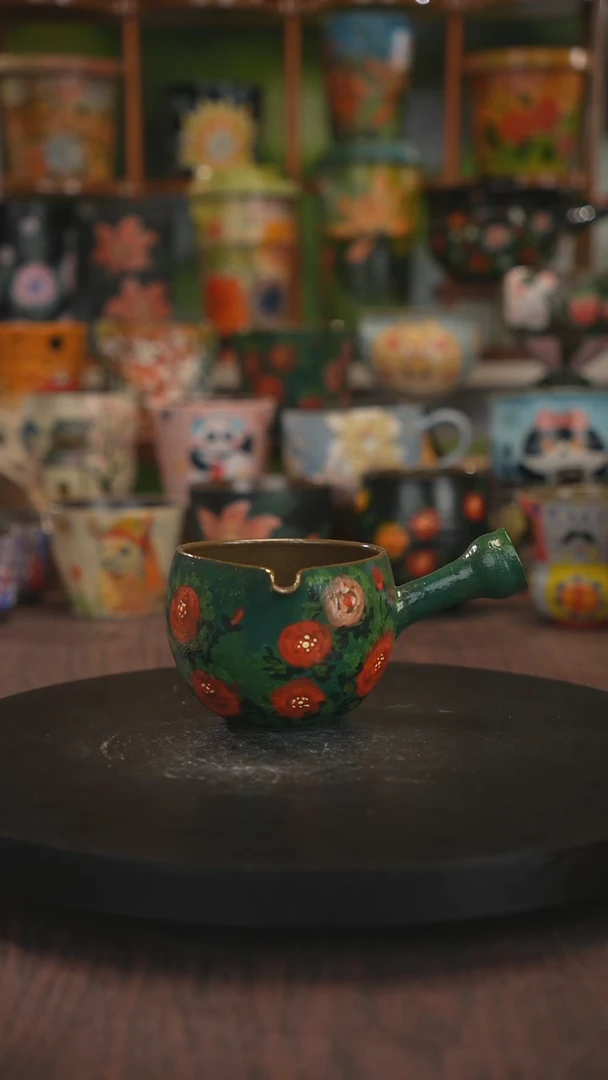 紫砂油画手绘釉下彩