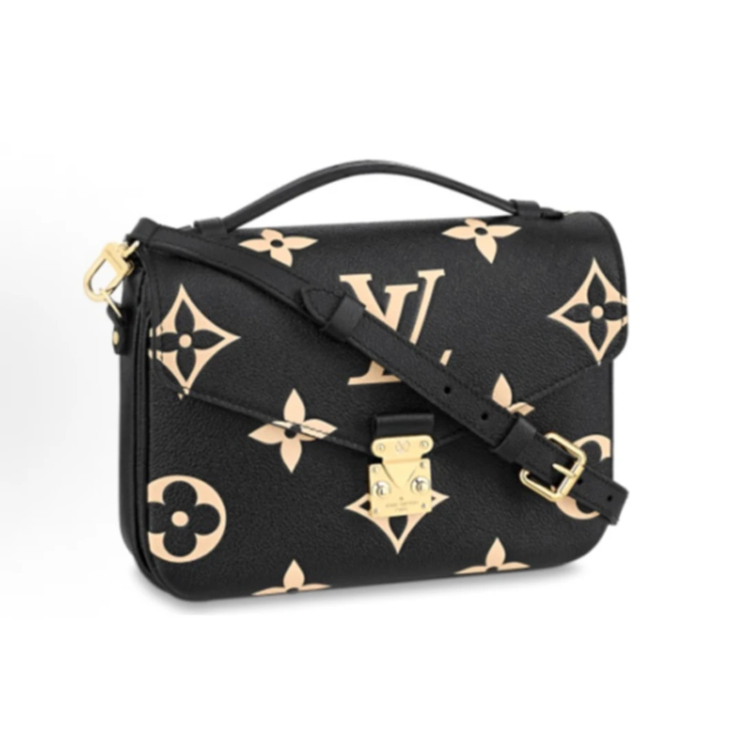 未使用 LouisVuitton/路易威登 米白拼黑色邮差包 芯片款