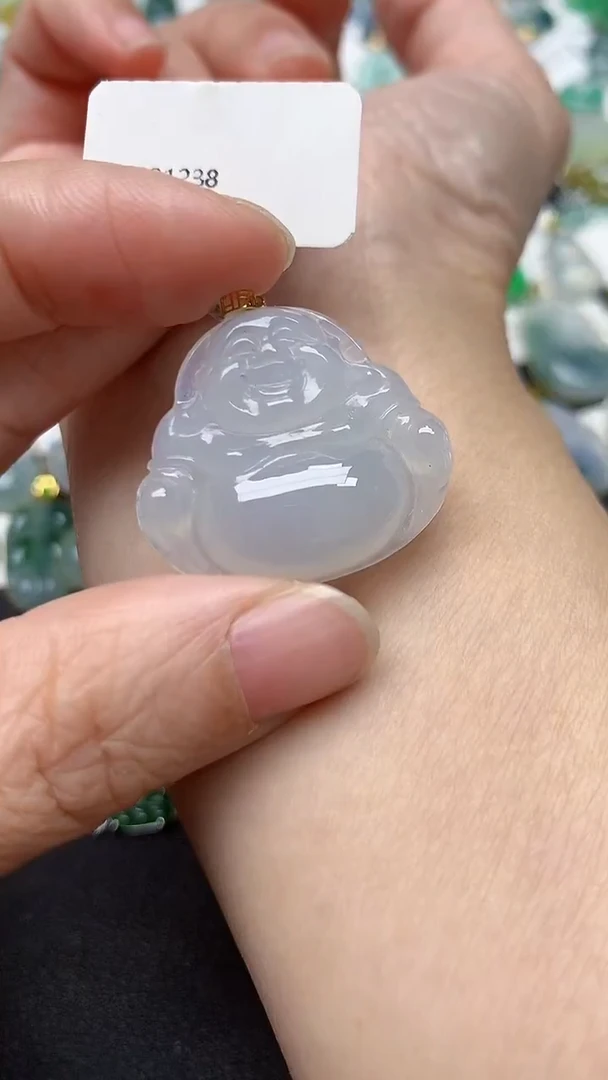 颈饰18K金镶嵌翡翠天然缅甸A货翡翠