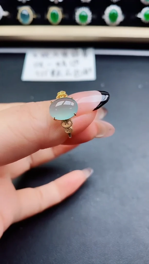 翡翠戒指银S925镶嵌50850