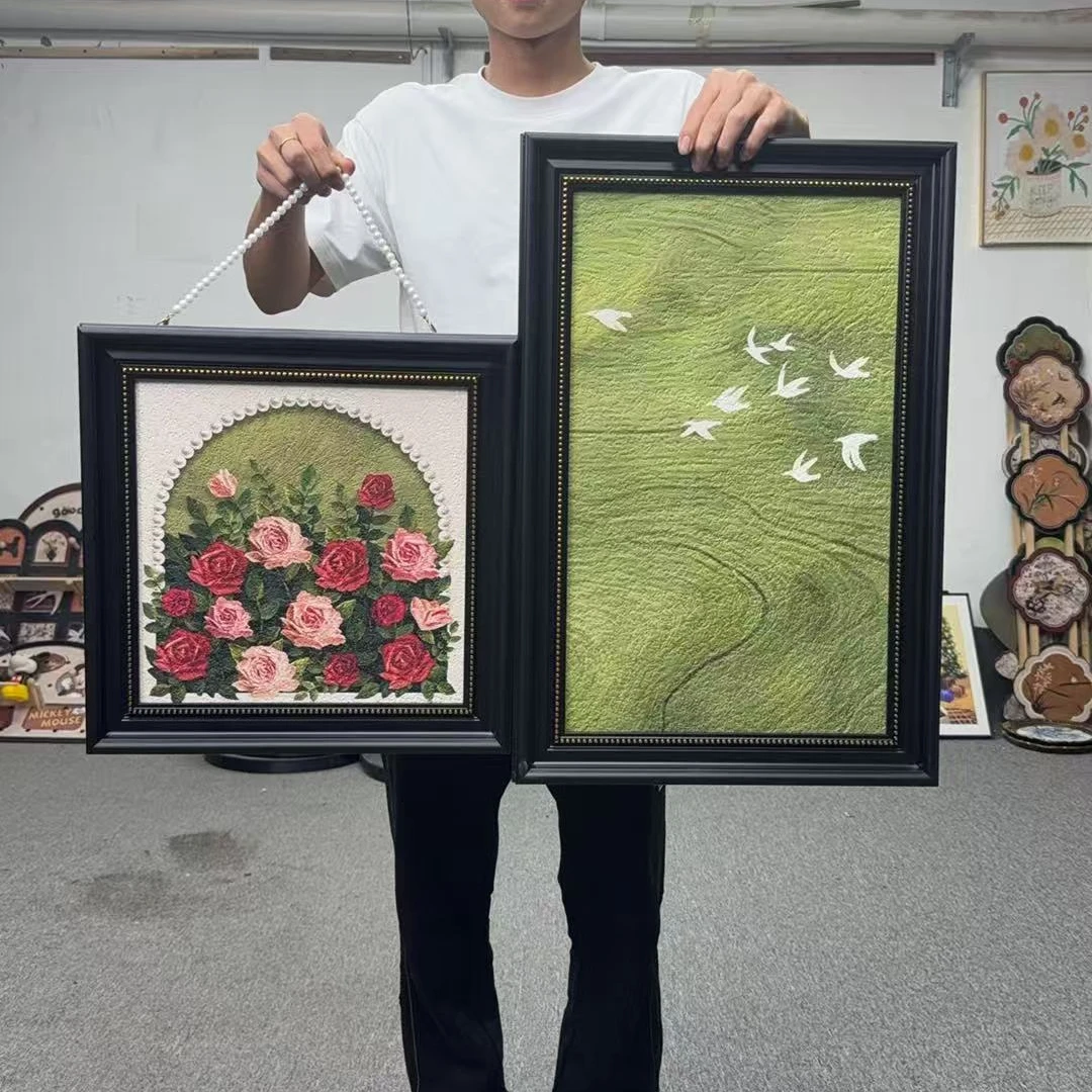 法式风抽象玫瑰挂画客厅沙发背景墙卧室床头装饰画360