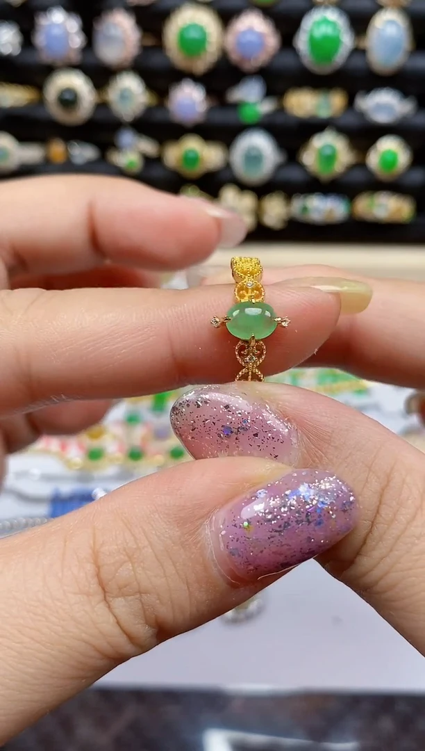 银S925镶嵌戒指翡翠5347