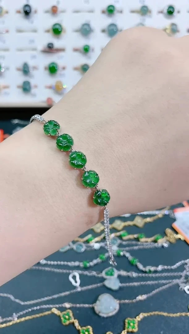 银S925镶嵌手链翡翠天然翡翠