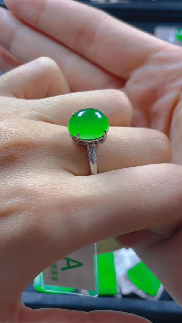 银S925镶嵌戒指翡翠龙*11