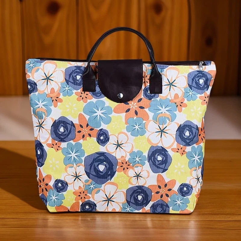 花卉手提包上班便携带饭盒收纳袋大容量外出妈咪包
