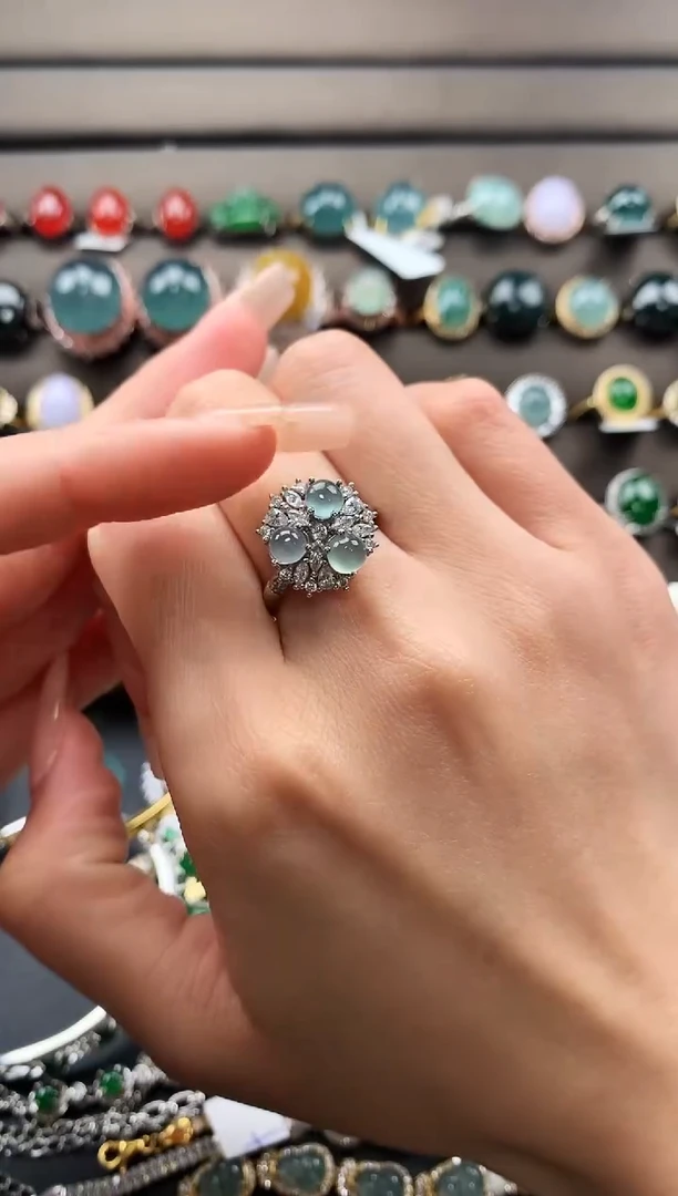 【闪购商品】翡翠戒指银S925镶嵌3335756897