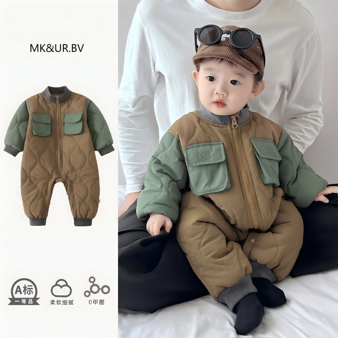 MK&UR.BV婴儿衣服秋冬季夹棉连体衣冬款冬装幼儿婴幼儿冬天外出服