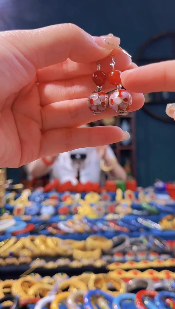 【闪购商品】景泰蓝耳环大红色