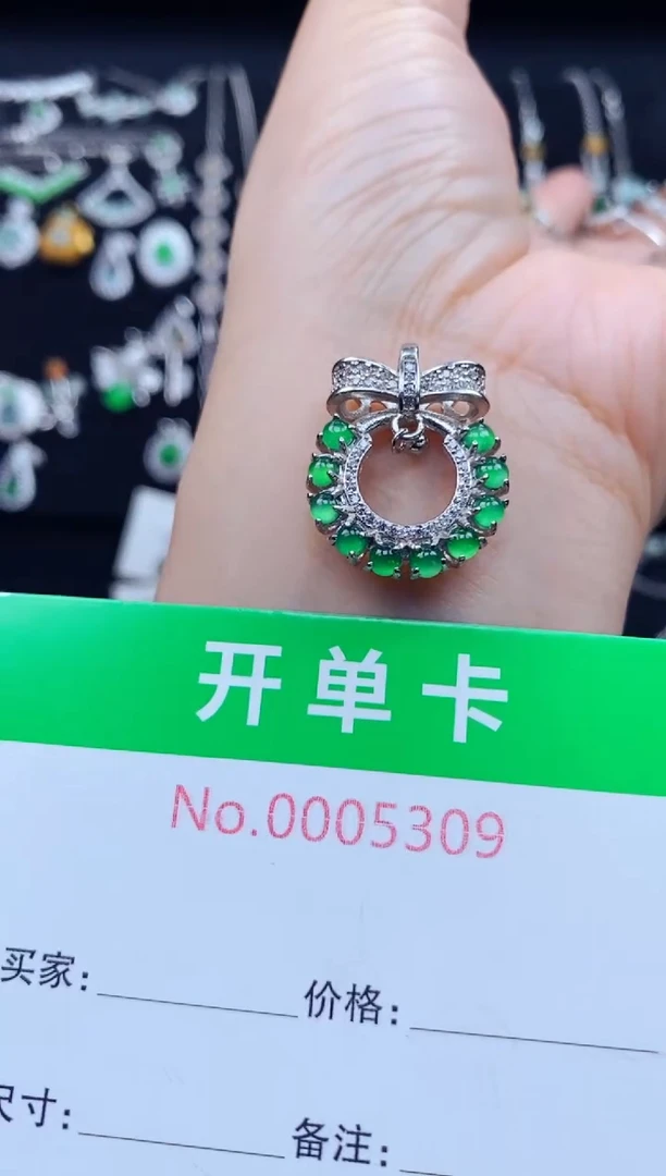 颈饰银S925镶嵌翡翠5309