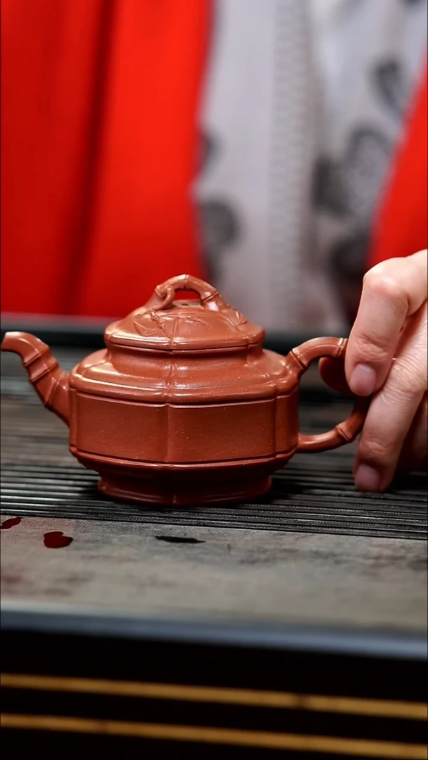 【闪购商品】紫砂茶壶原矿老朱泥六方竹鼎