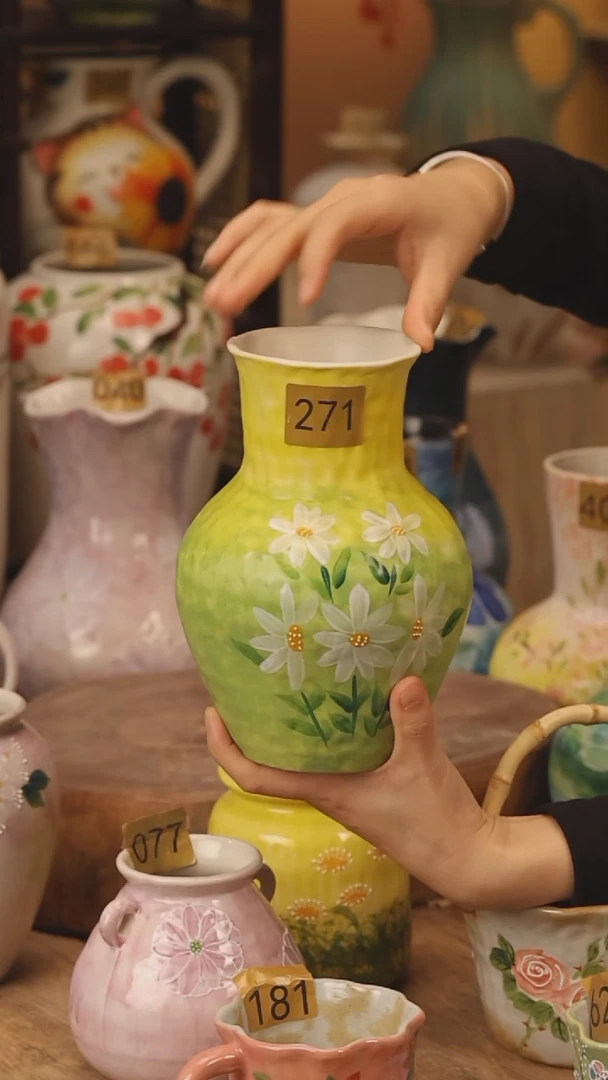 陶瓷景德镇设计师手作花器摆件侘寂风@M271@