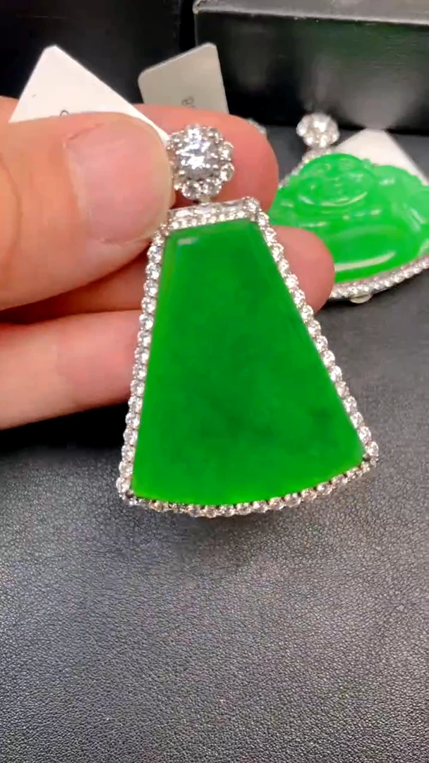 吊坠(不含链)银S925镶嵌翡翠吊坠