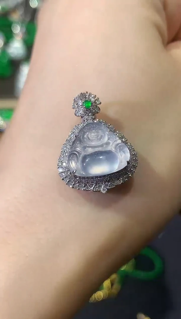 吊坠(不含链)18K金镶嵌翡翠C108