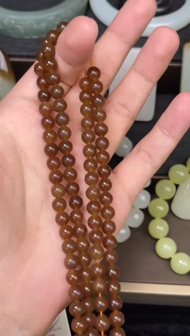 项链未镶嵌和田玉108卡6+且末金山糖 珠链9007776