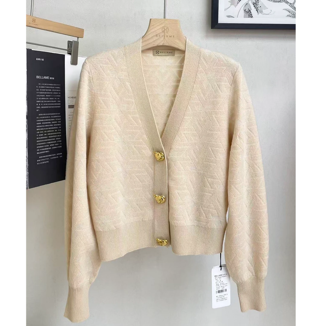 M1650【库存勿动】小熊扣子V领开衫针织衫 衣长51款号YR3211