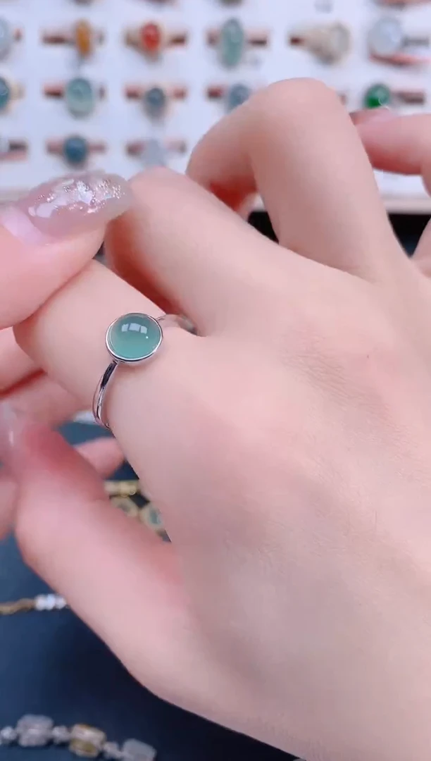 银S925镶嵌戒指翡翠天然翡翠