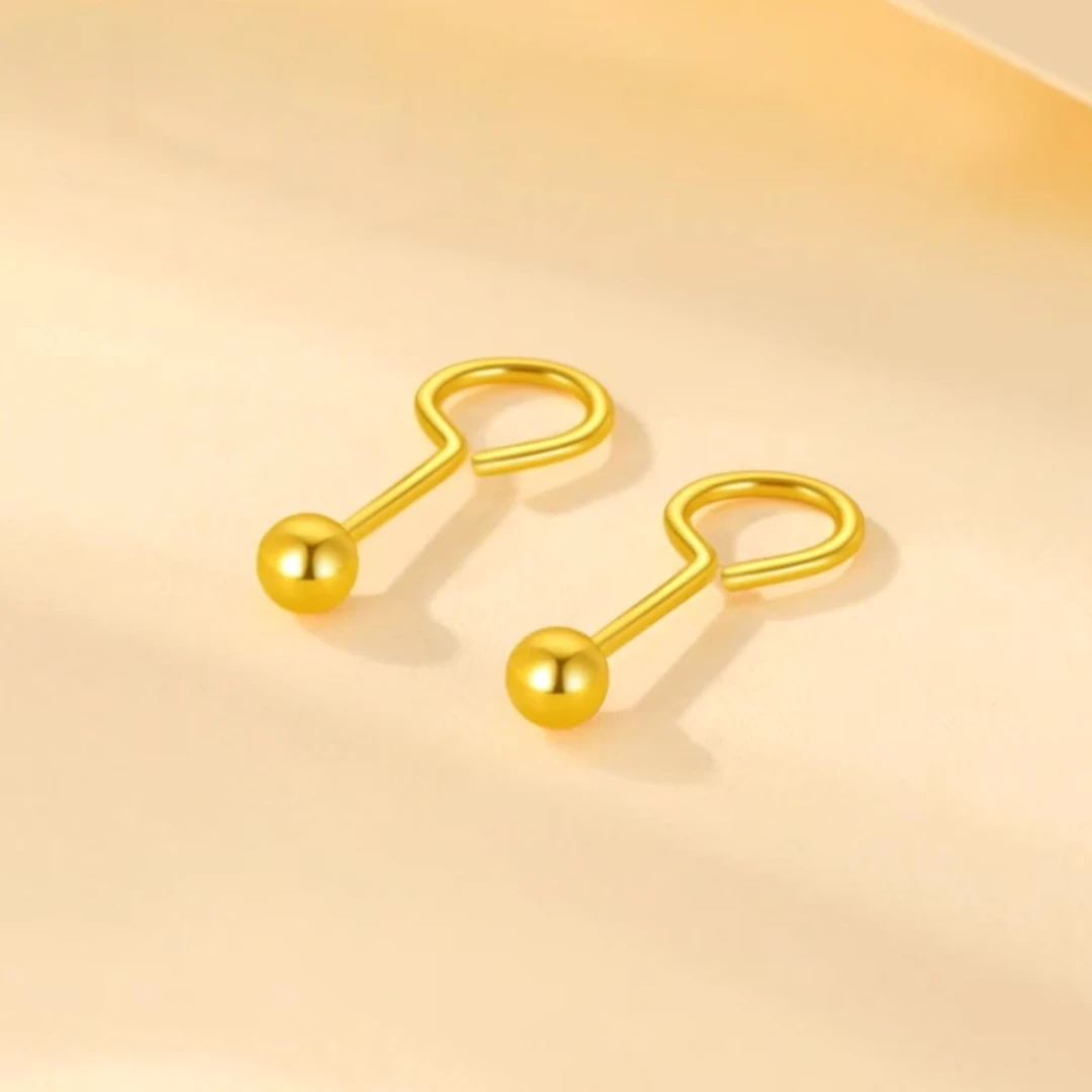 足金999 5G弯钩豆豆真金一对