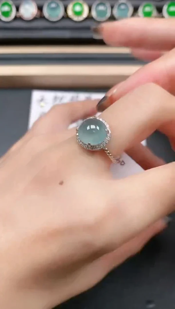 翡翠戒指银S925镶嵌111111