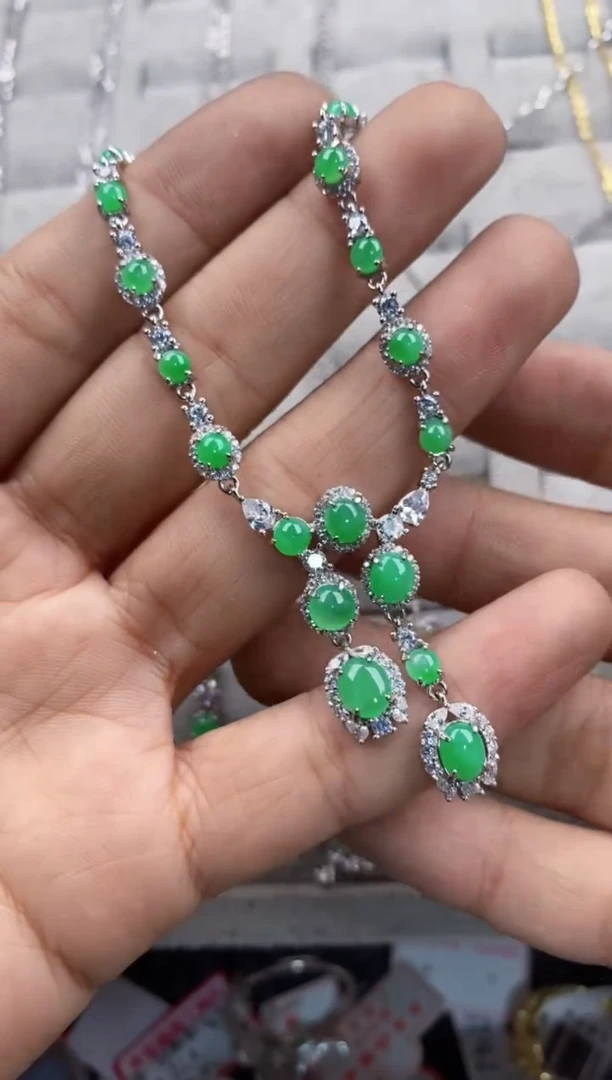 银S925镶嵌戒指翡翠14           9