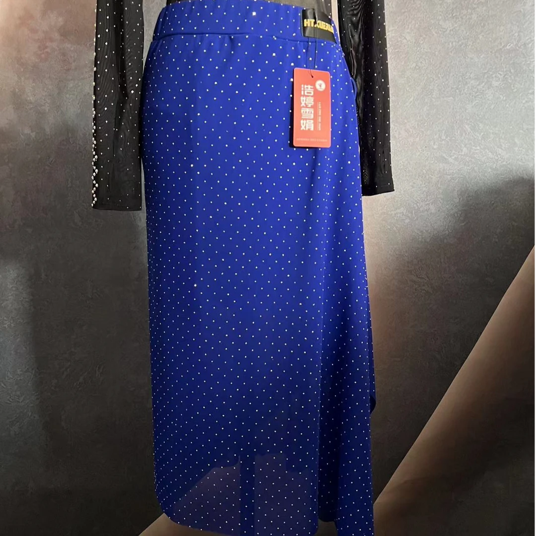 【浩婷雪娟】银钻拉丁飞飘网纱半身裙