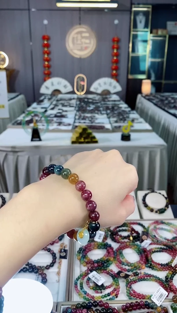 未镶嵌老矿碧玺单圈手串9mm+碧玺dan多样性发一条