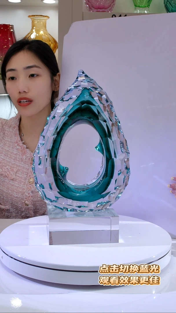 琉璃净*湖水绿巴黎之心摆件