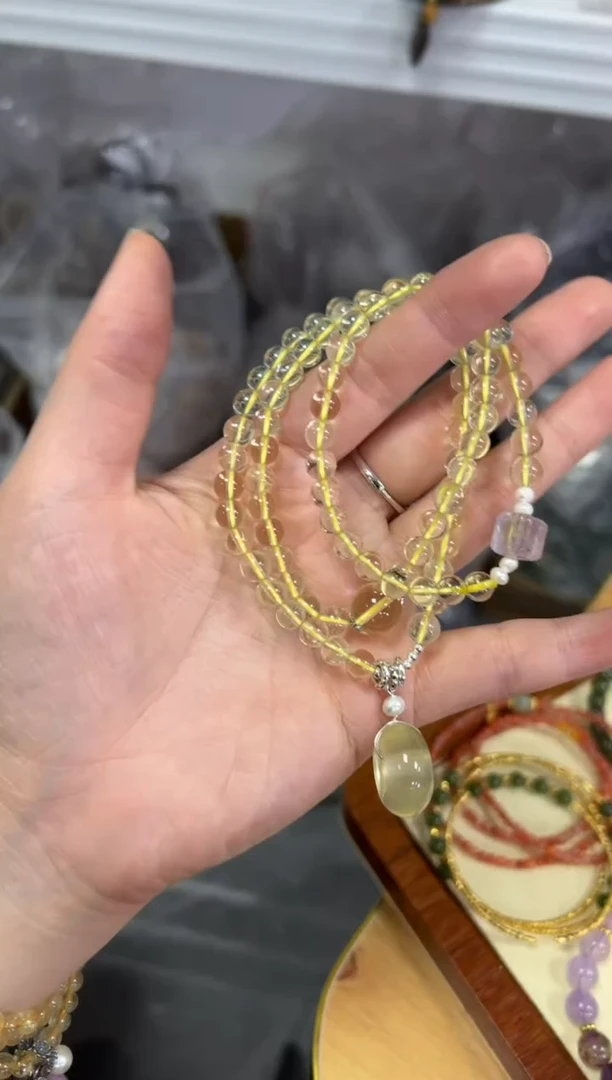 【闪购商品】水晶手链未镶嵌黄水晶扣子设计款手串[0107]