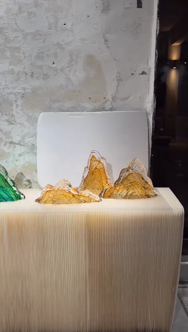 摆件璨石美学金色山一组艺术摆件