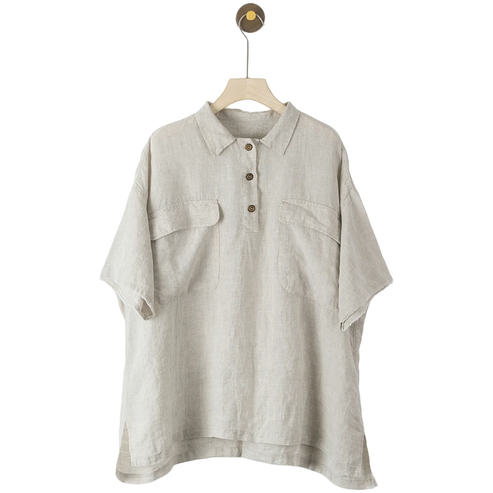 三木兮非 半门襟亚麻衬衫 25MS0343 小众文艺休闲舒适