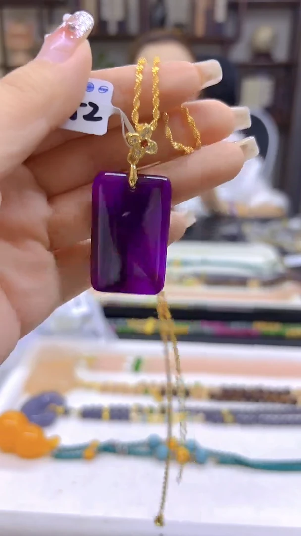 银S925镀金镶嵌苏纪石（舒俱来）吊坠(赠链)DIY款D252