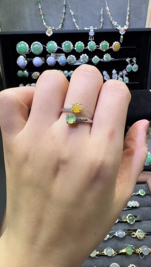 银S925镶嵌戒指翡翠翡翠戒指26