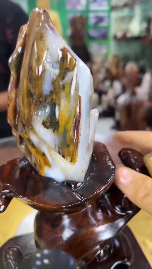 缅甸天然树化玉精品摆件